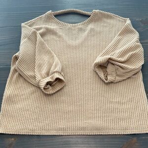 Textured Knit Pullover in Cream